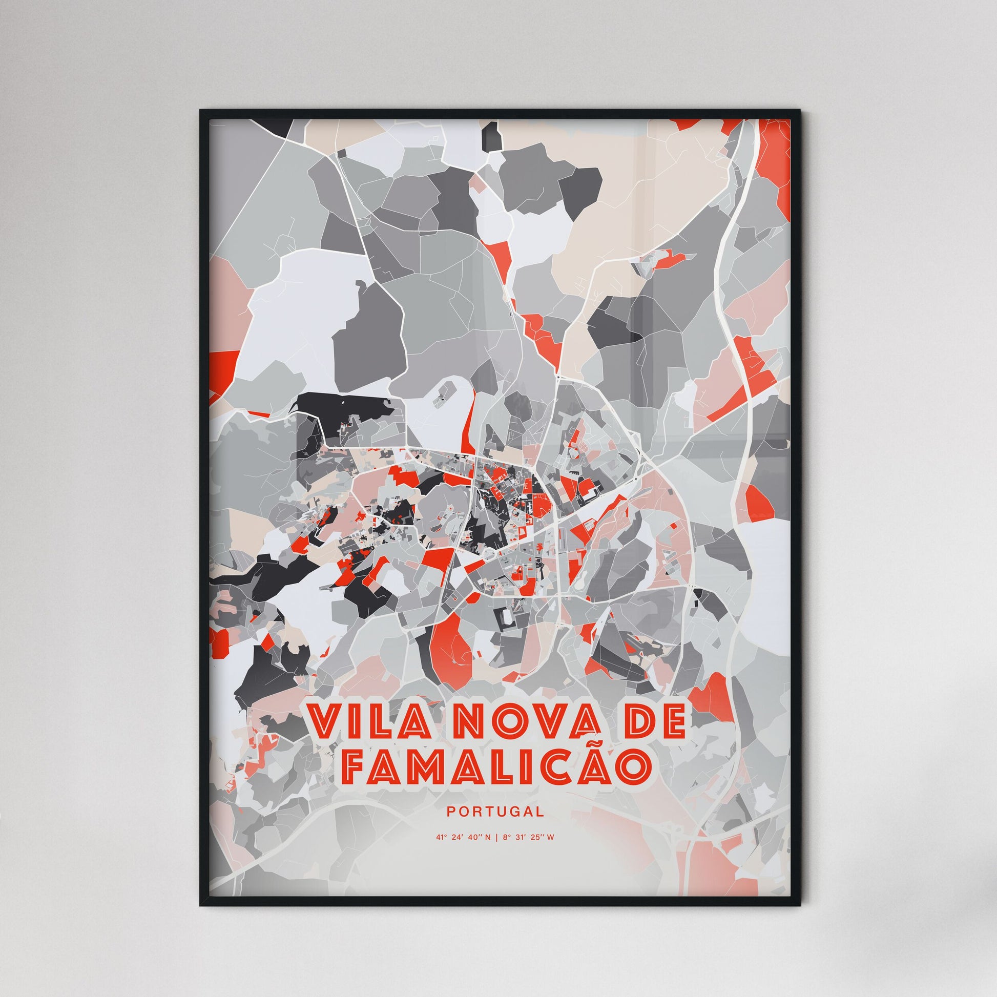 Colorful VILA NOVA DE FAMALICÃO PORTUGAL Fine Art Map Modern