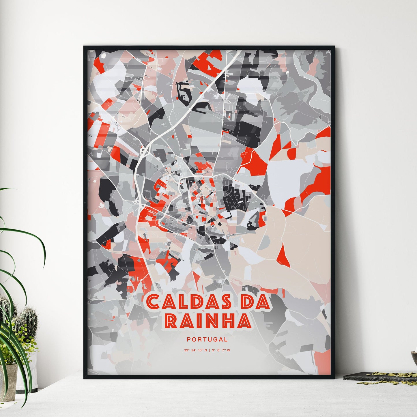 Colorful CALDAS DA RAINHA PORTUGAL Fine Art Map Modern