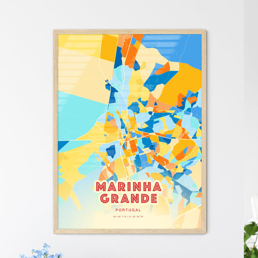 Colorful MARINHA GRANDE PORTUGAL Fine Art Map Blue Orange