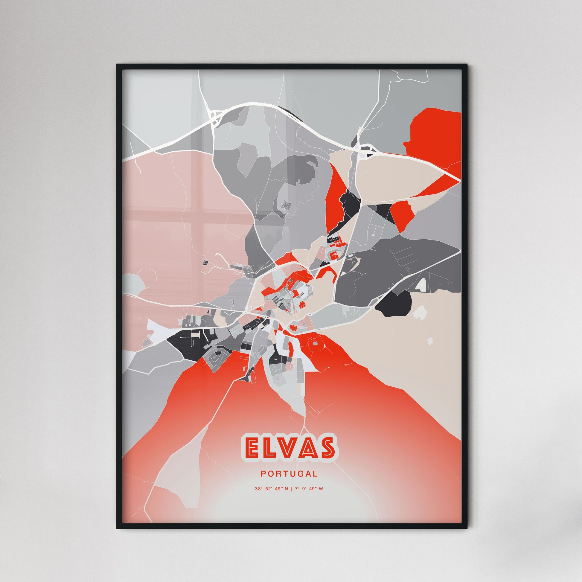 Colorful ELVAS PORTUGAL Fine Art Map Modern