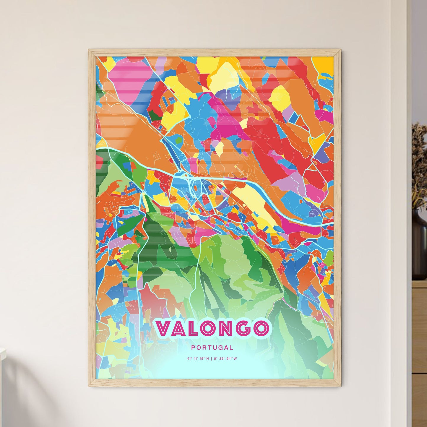 Colorful VALONGO PORTUGAL Fine Art Map Crazy Colors