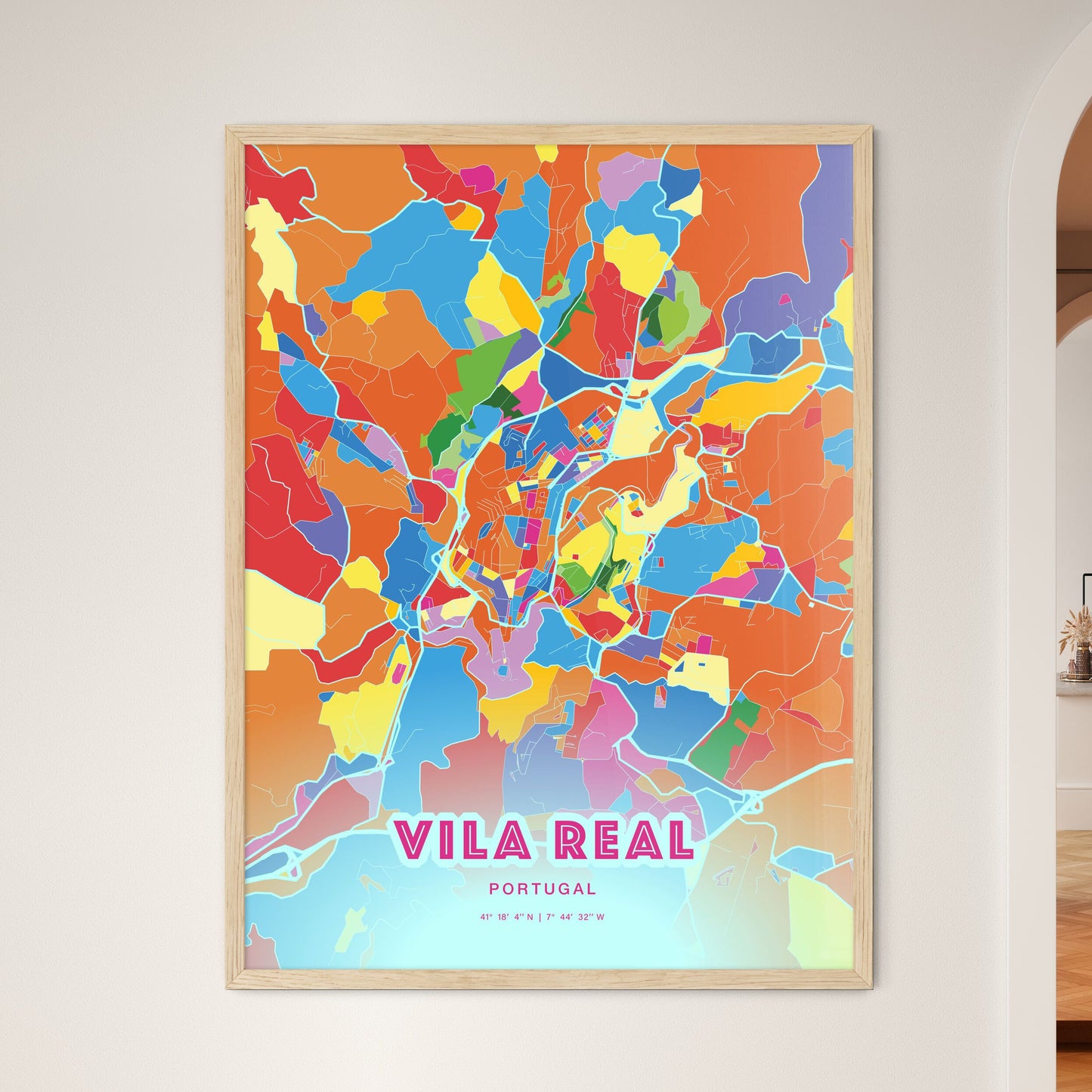 Colorful VILA REAL PORTUGAL Fine Art Map Crazy Colors