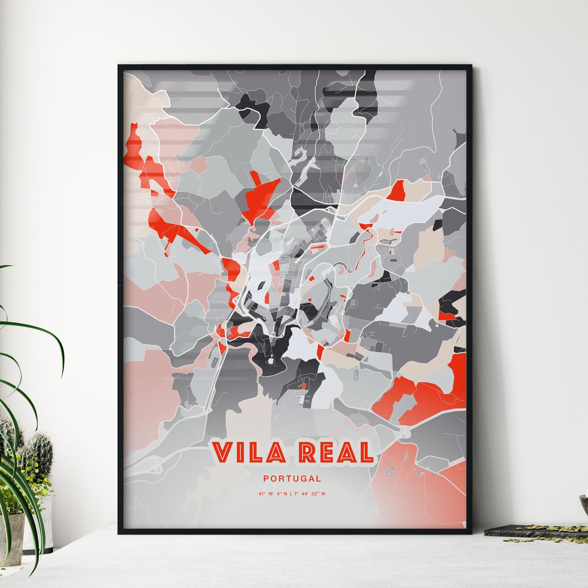 Colorful VILA REAL PORTUGAL Fine Art Map Modern