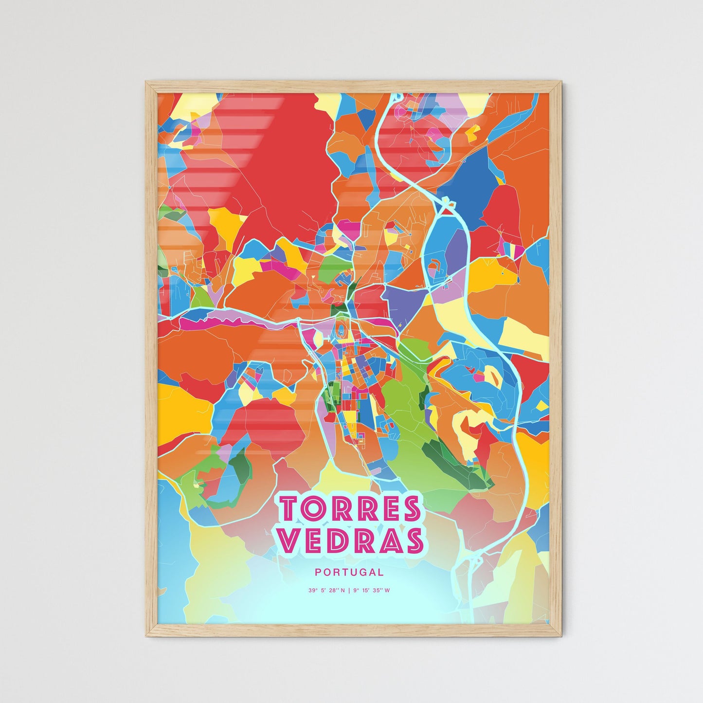 Colorful TORRES VEDRAS PORTUGAL Fine Art Map Crazy Colors