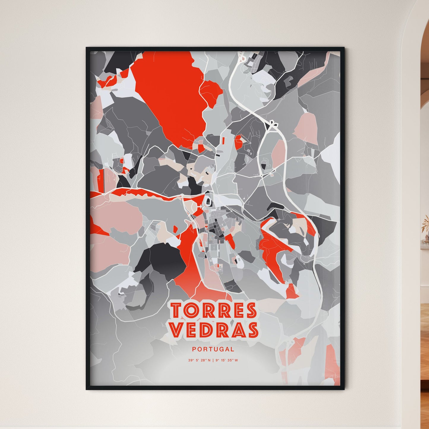 Colorful TORRES VEDRAS PORTUGAL Fine Art Map Modern