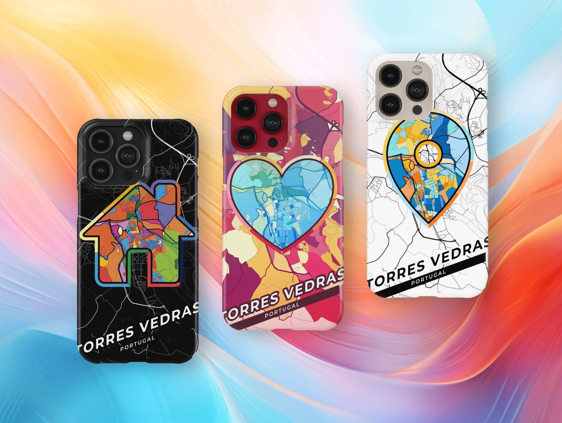 Torres Vedras Portugal slim phone case with colorful icon