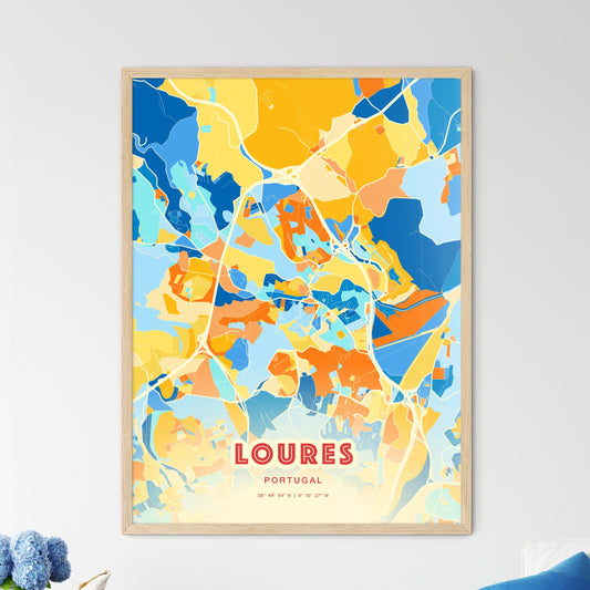 Colorful LOURES PORTUGAL Fine Art Map Blue Orange