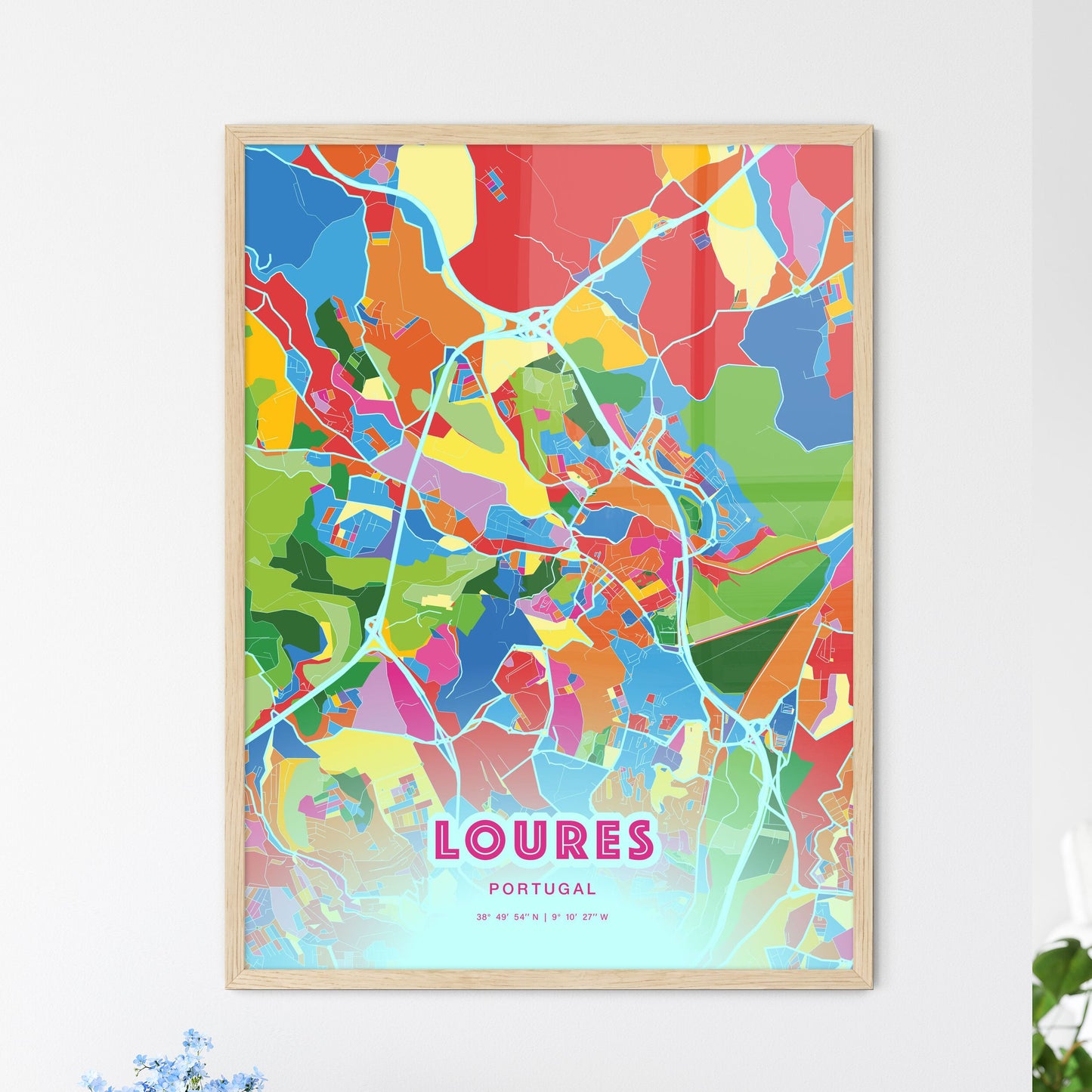 Colorful LOURES PORTUGAL Fine Art Map Crazy Colors