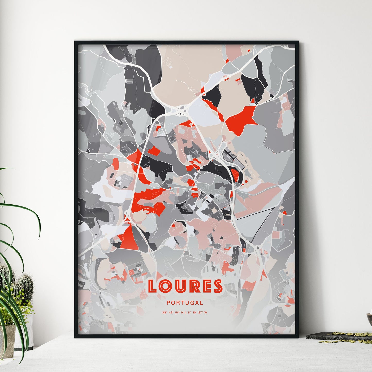 Colorful LOURES PORTUGAL Fine Art Map Modern