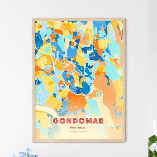 Colorful GONDOMAR PORTUGAL Fine Art Map Blue Orange