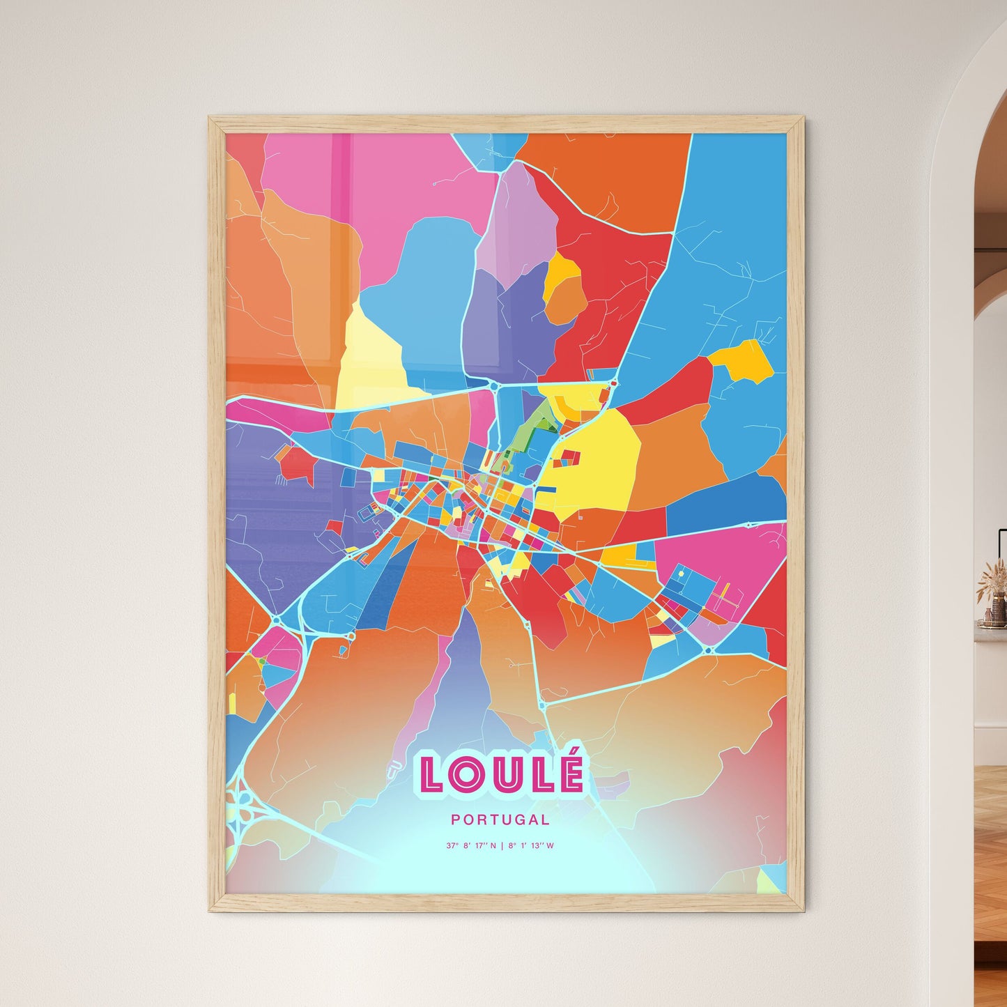 Colorful LOULÉ PORTUGAL Fine Art Map Crazy Colors