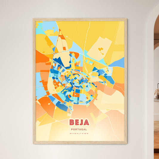 Colorful BEJA PORTUGAL Fine Art Map Blue Orange