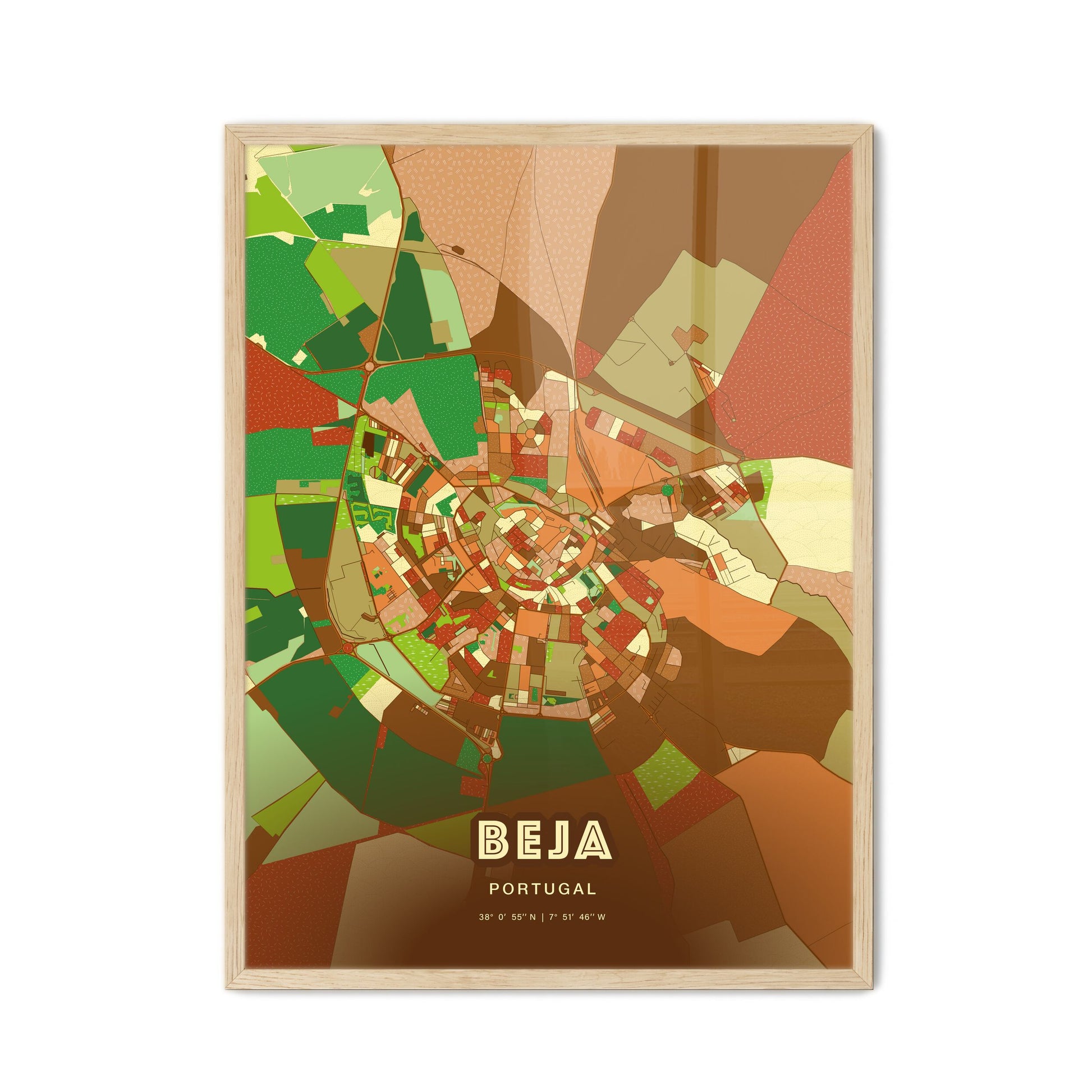 Colorful BEJA PORTUGAL Fine Art Map Farmhouse