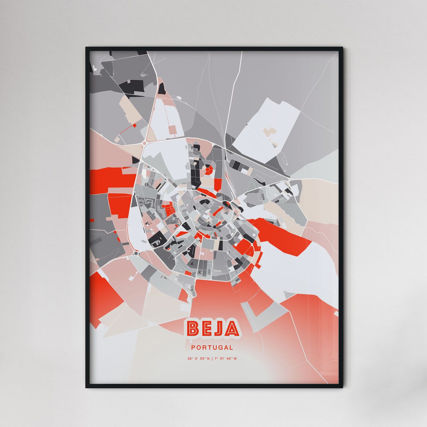 Colorful BEJA PORTUGAL Fine Art Map Modern