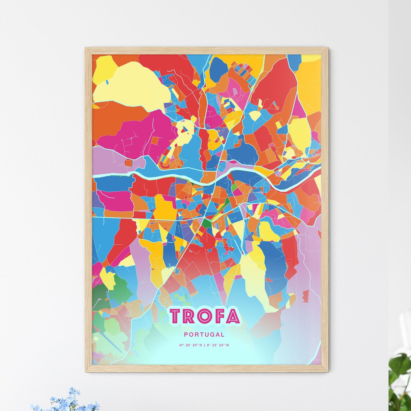 Colorful TROFA PORTUGAL Fine Art Map Crazy Colors