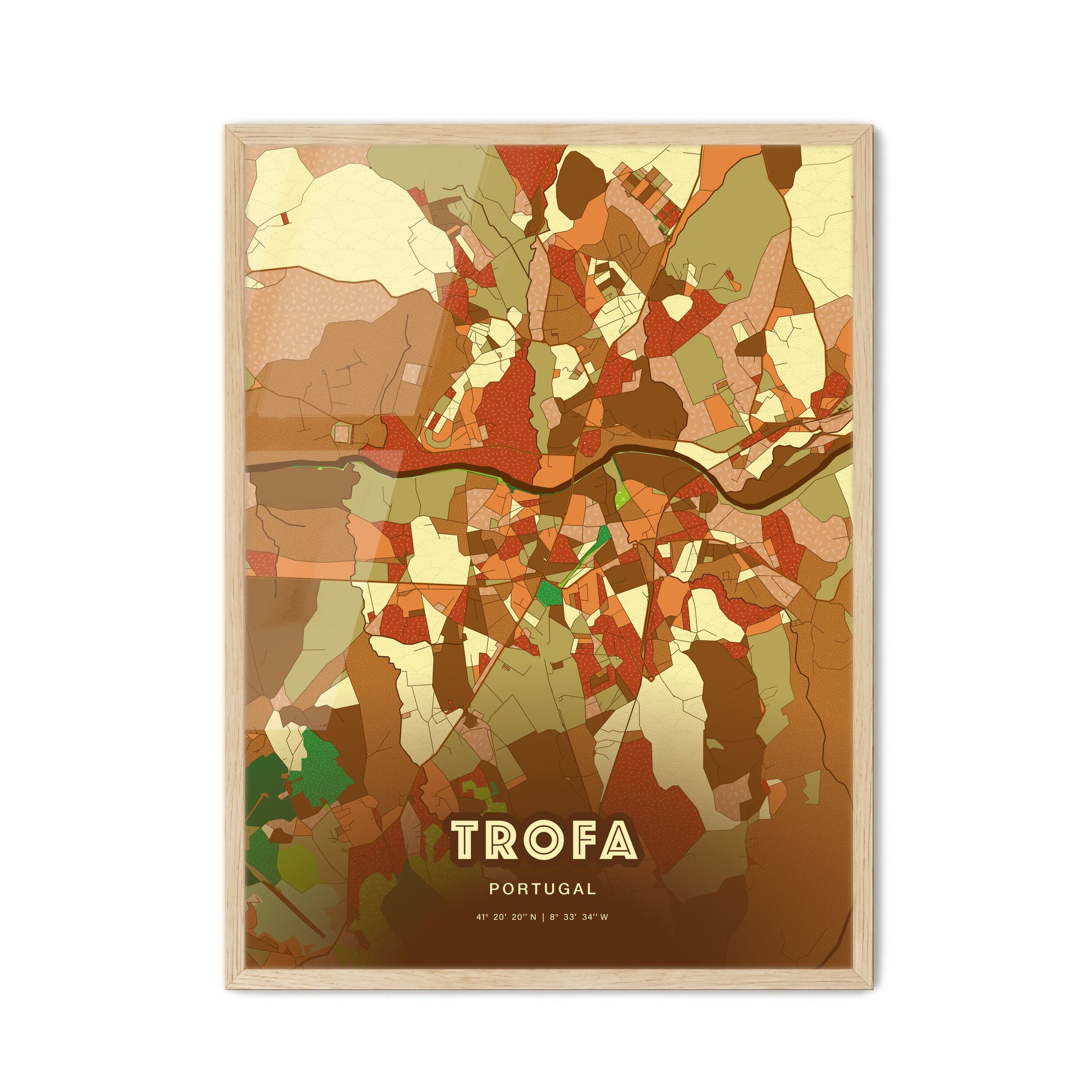 Colorful TROFA PORTUGAL Fine Art Map Farmhouse