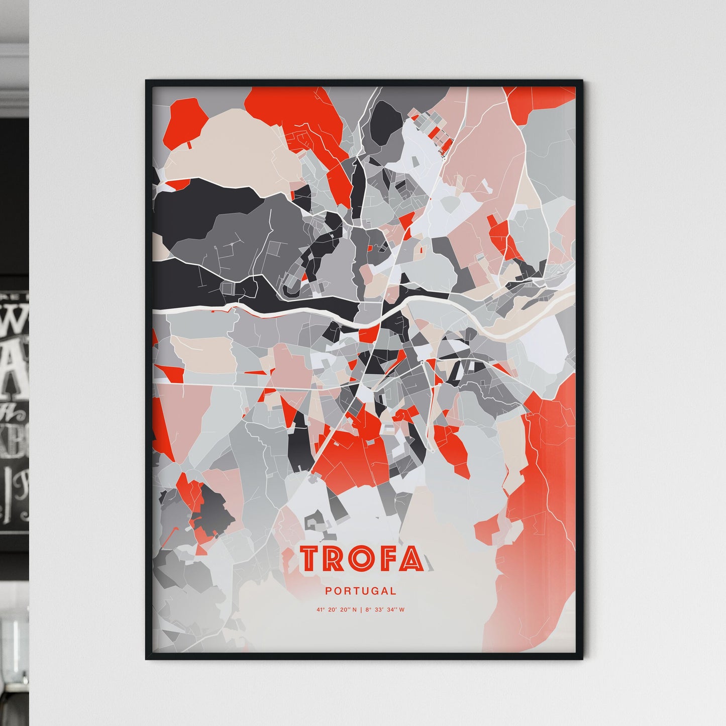 Colorful TROFA PORTUGAL Fine Art Map Modern