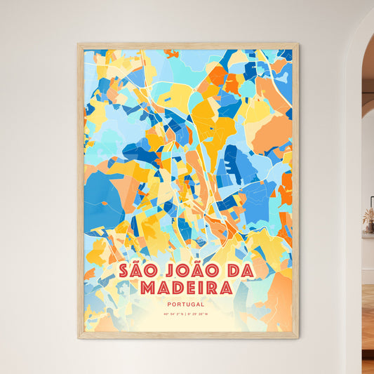 Colorful SÃO JOÃO DA MADEIRA PORTUGAL Fine Art Map Blue Orange