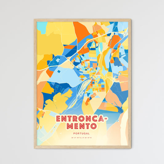 Colorful ENTRONCAMENTO PORTUGAL Fine Art Map Blue Orange