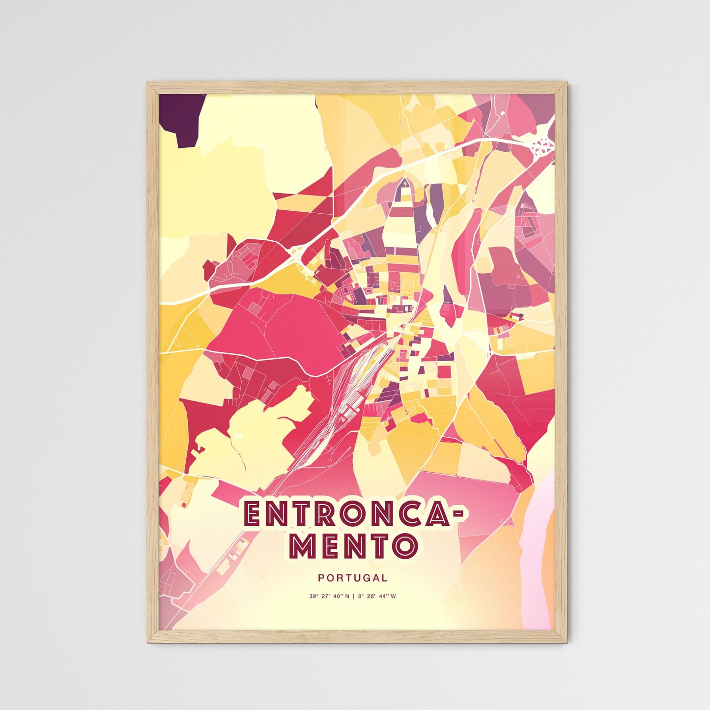 Colorful ENTRONCAMENTO PORTUGAL Fine Art Map Hot Red