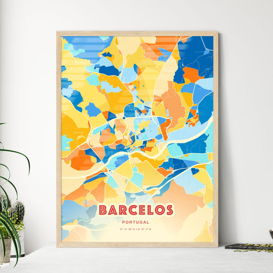 Colorful BARCELOS PORTUGAL Fine Art Map Blue Orange