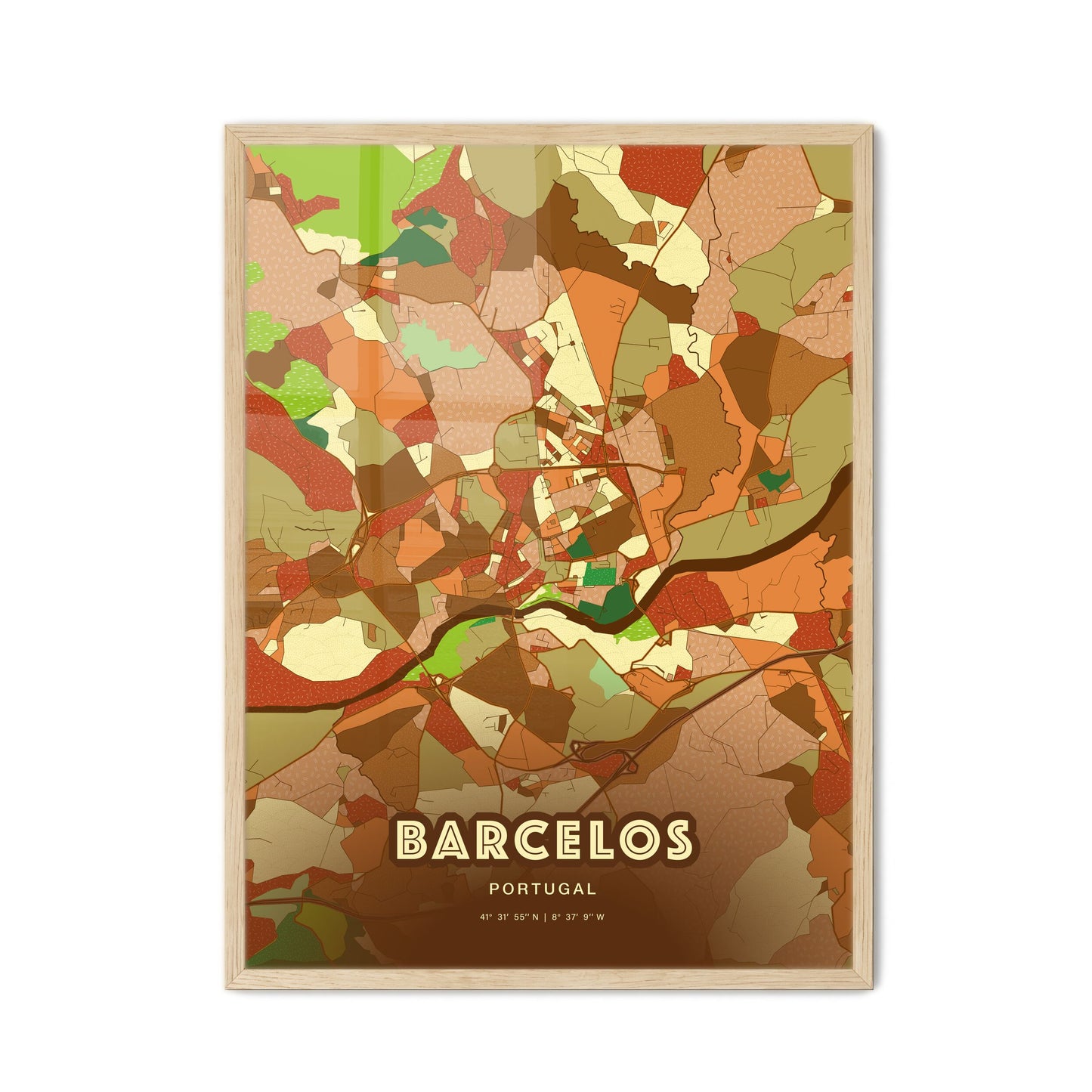 Colorful BARCELOS PORTUGAL Fine Art Map Farmhouse