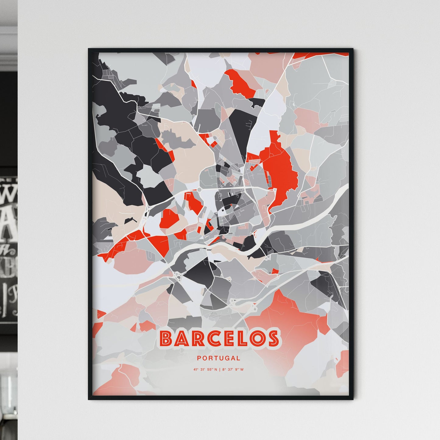 Colorful BARCELOS PORTUGAL Fine Art Map Modern