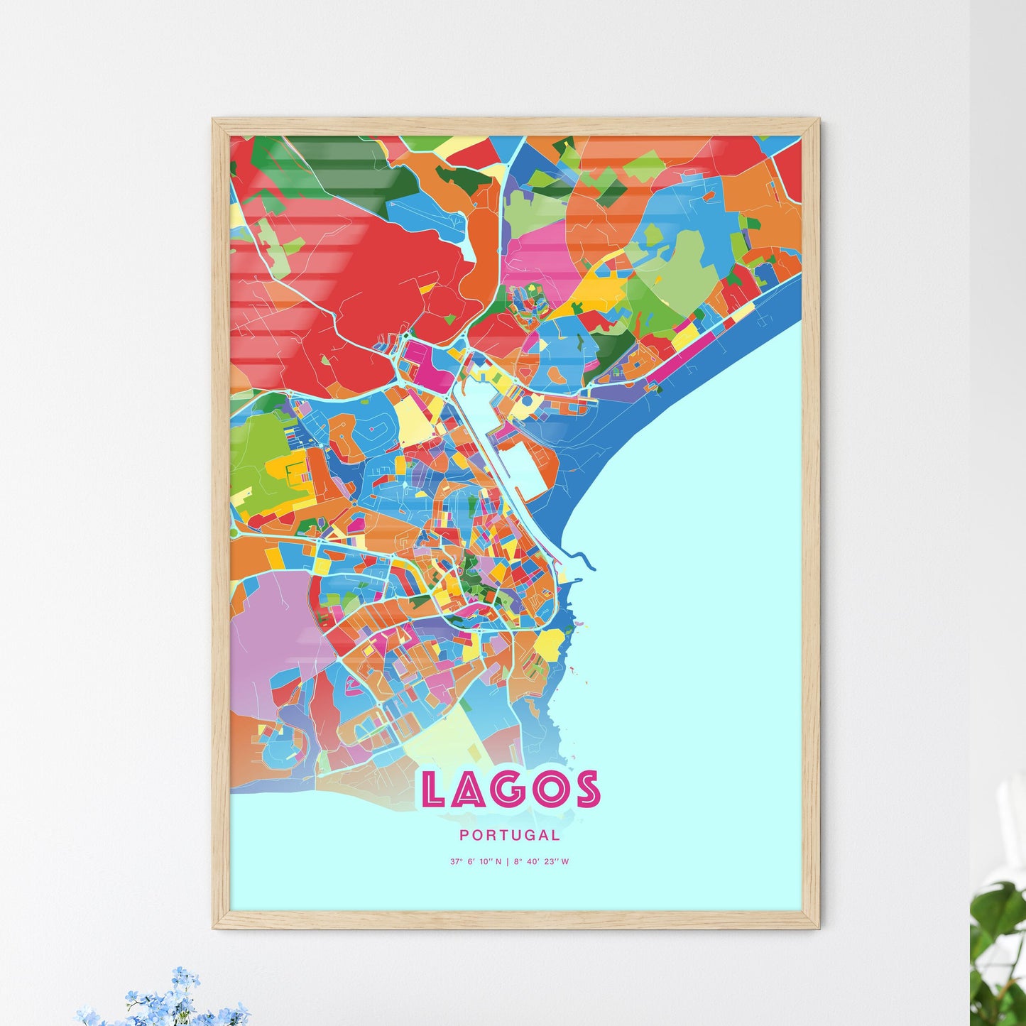 Colorful LAGOS PORTUGAL Fine Art Map Crazy Colors