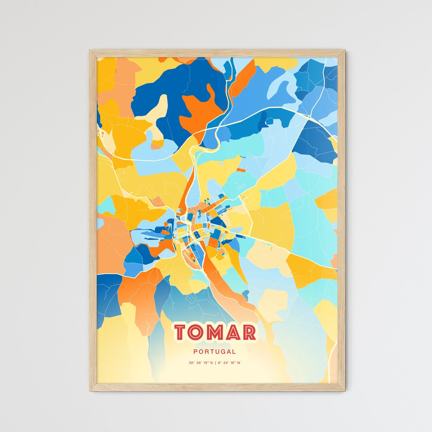 Colorful TOMAR PORTUGAL Fine Art Map Blue Orange