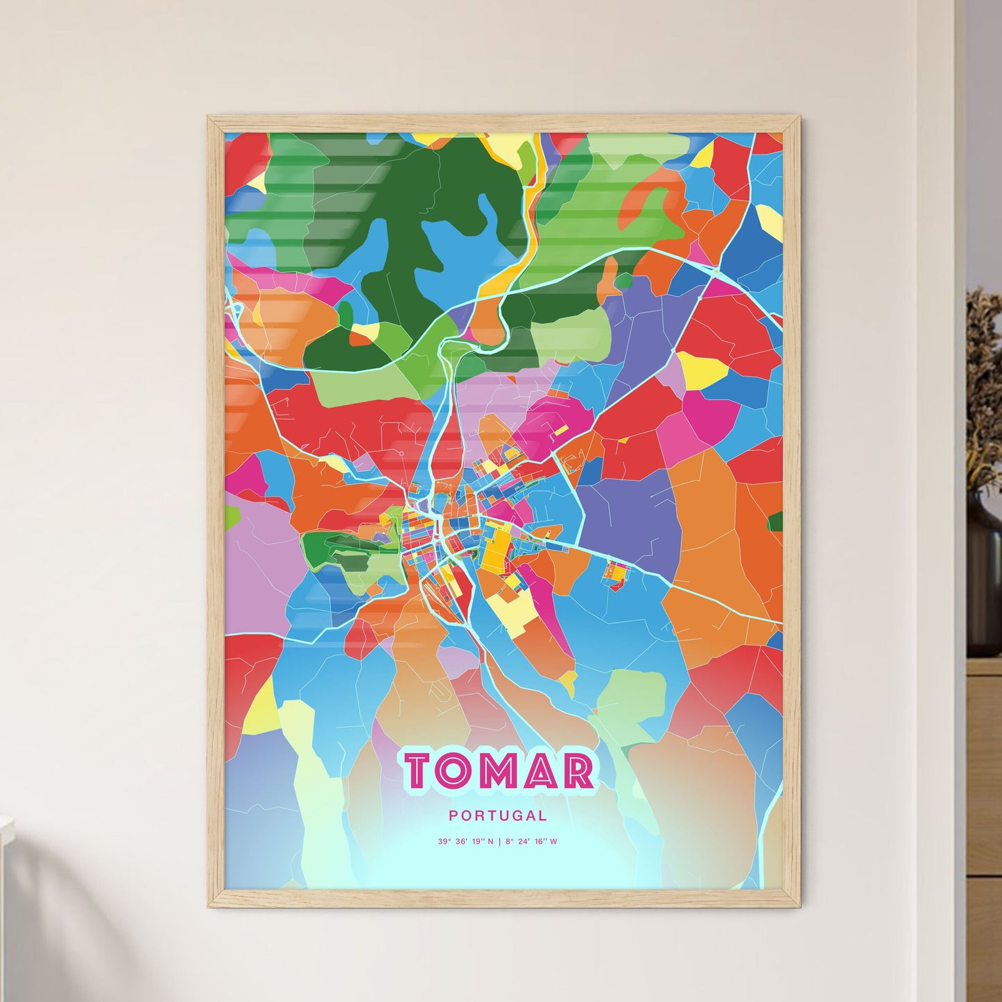 Colorful TOMAR PORTUGAL Fine Art Map Crazy Colors