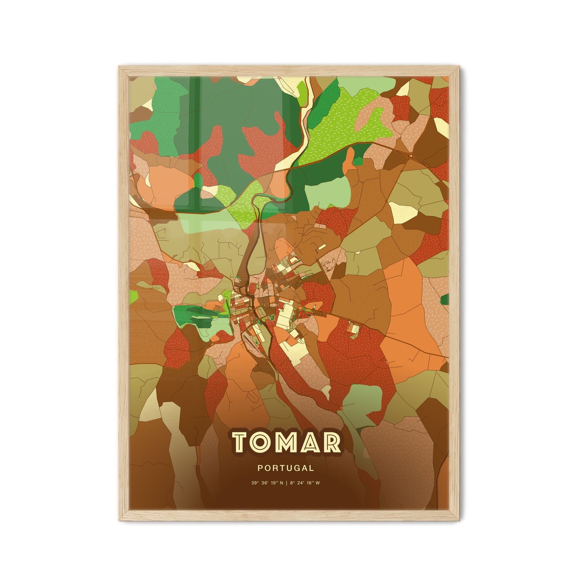 Colorful TOMAR PORTUGAL Fine Art Map Farmhouse