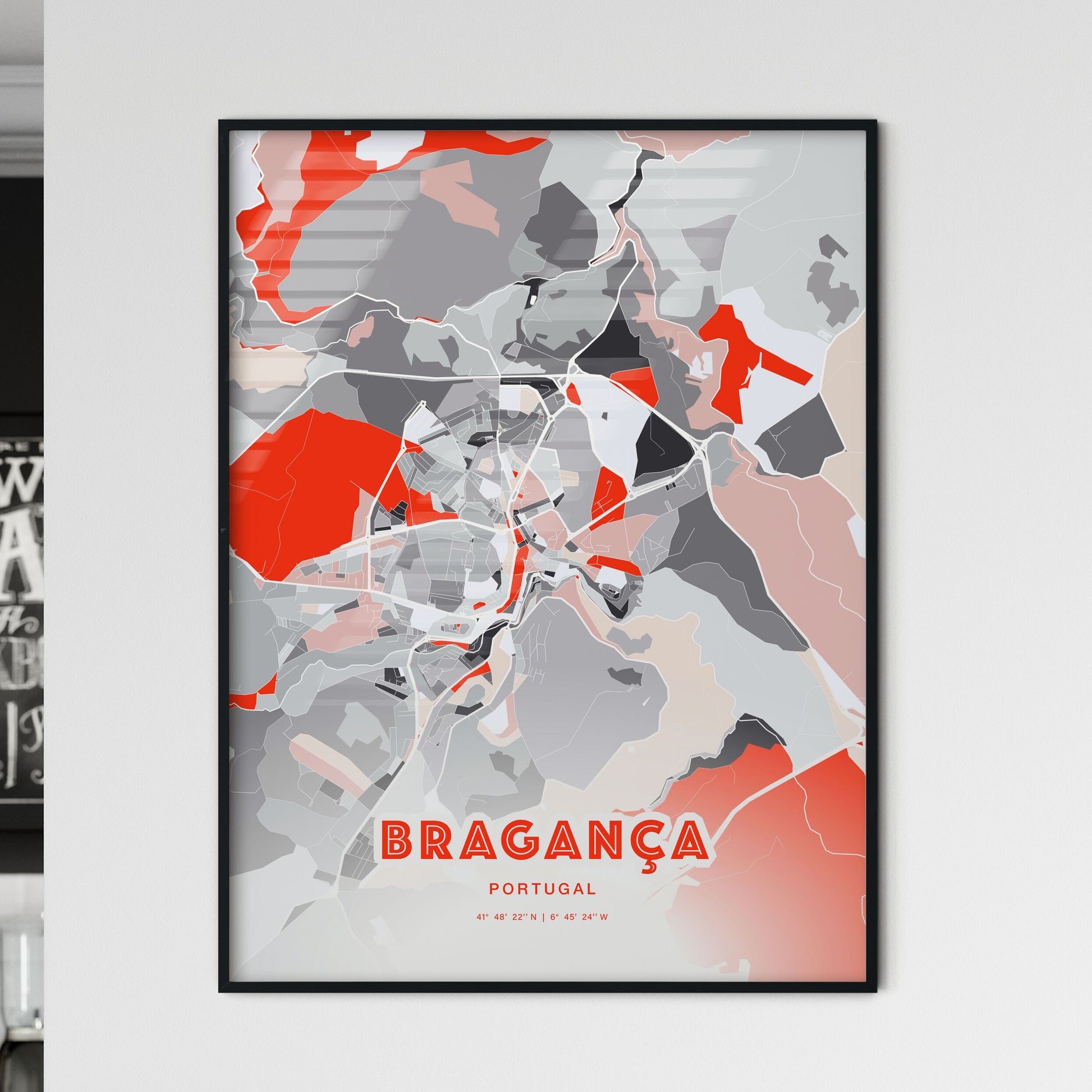 Colorful BRAGANÇA PORTUGAL Fine Art Map Modern