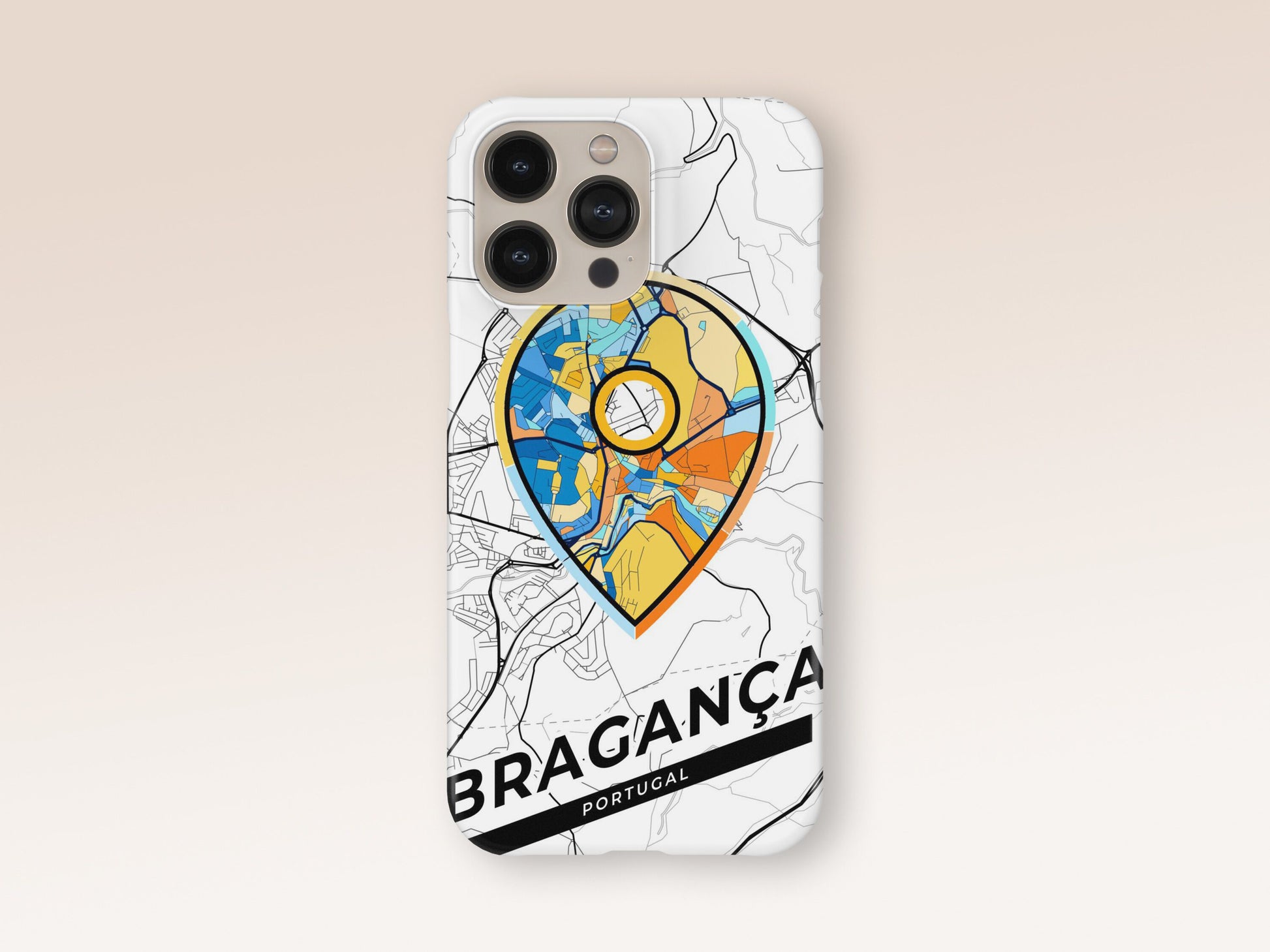 Bragança Portugal slim phone case with colorful icon. Birthday, wedding or housewarming gift. Couple match cases. 1
