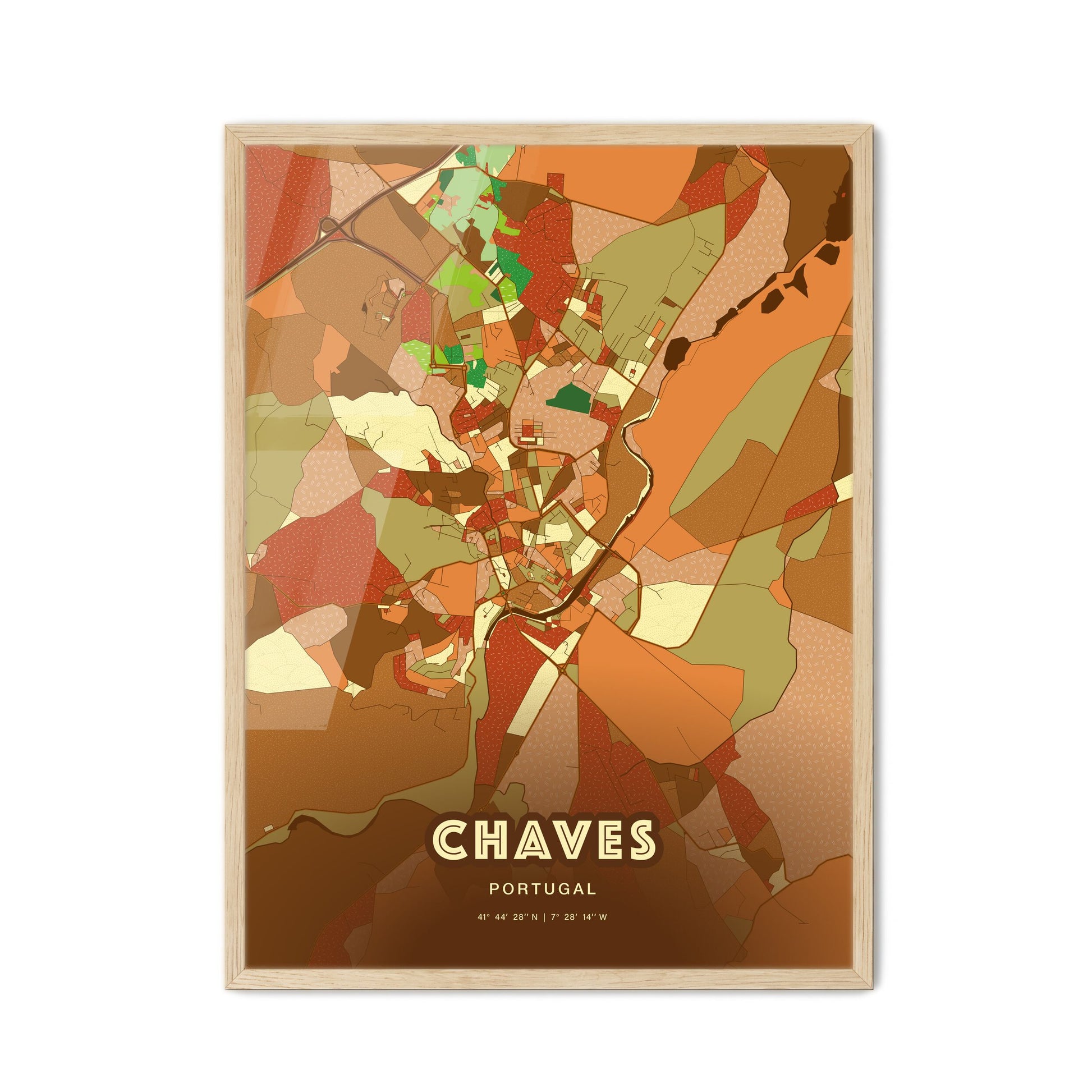 Colorful CHAVES PORTUGAL Fine Art Map Farmhouse