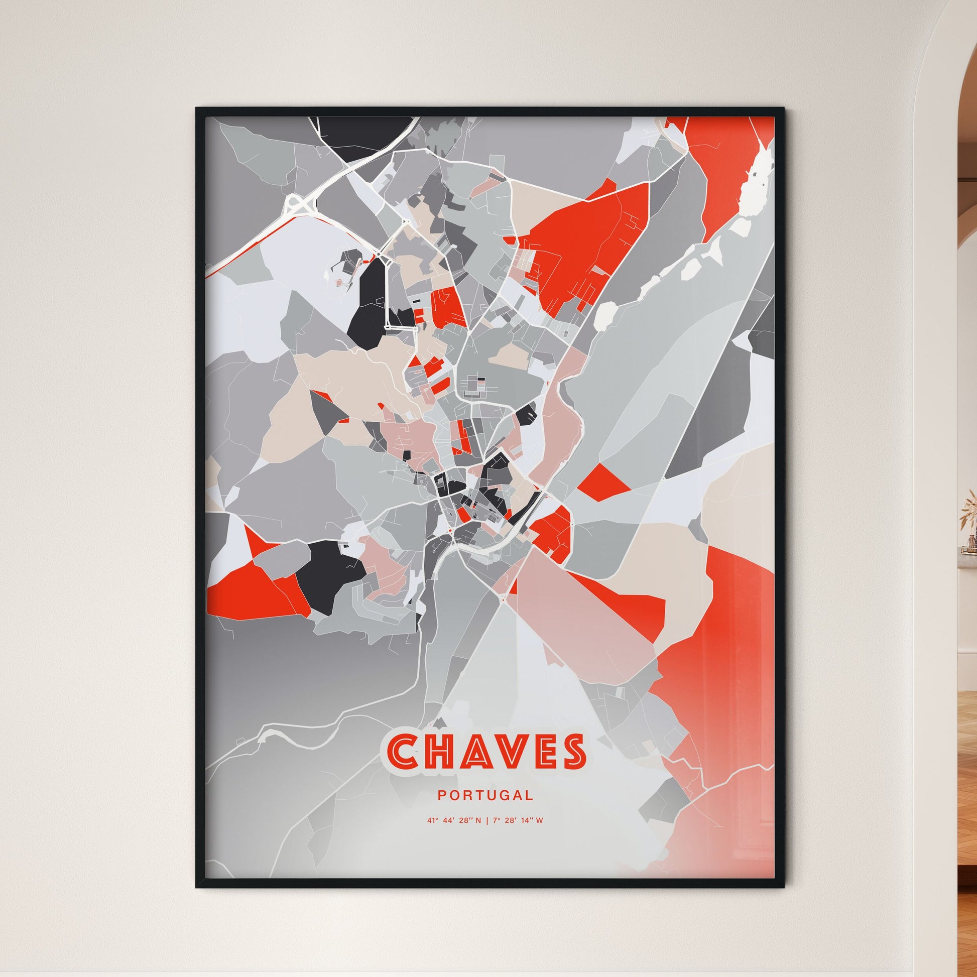 Colorful CHAVES PORTUGAL Fine Art Map Modern