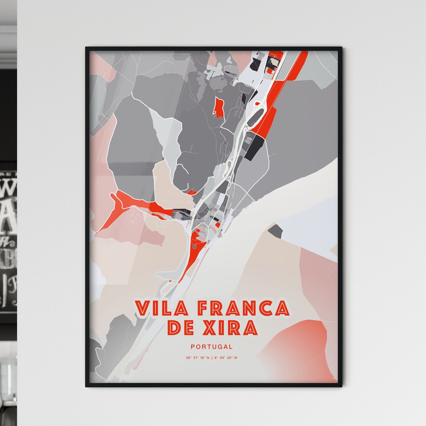 Colorful VILA FRANCA DE XIRA PORTUGAL Fine Art Map Modern