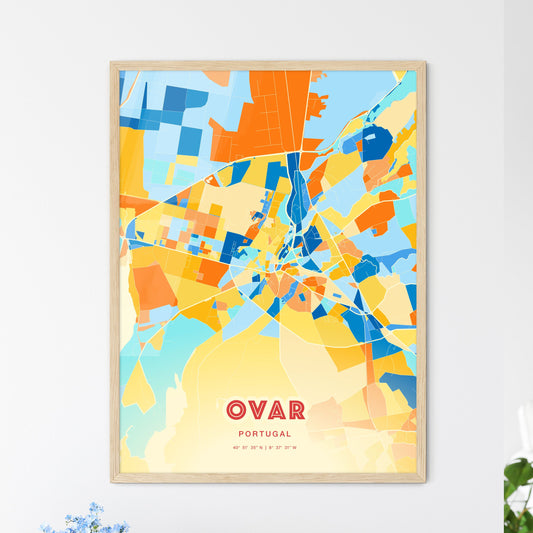 Colorful OVAR PORTUGAL Fine Art Map Blue Orange