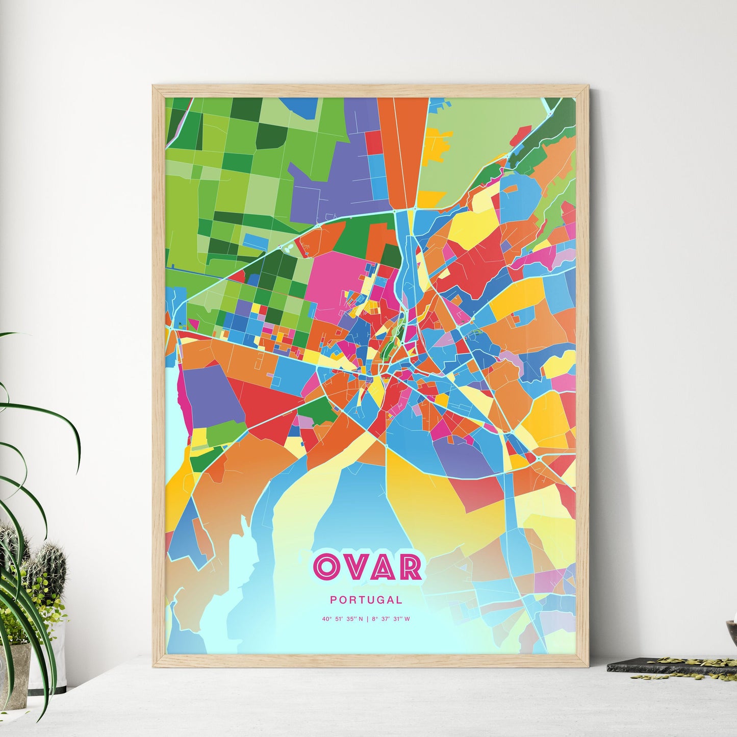Colorful OVAR PORTUGAL Fine Art Map Crazy Colors
