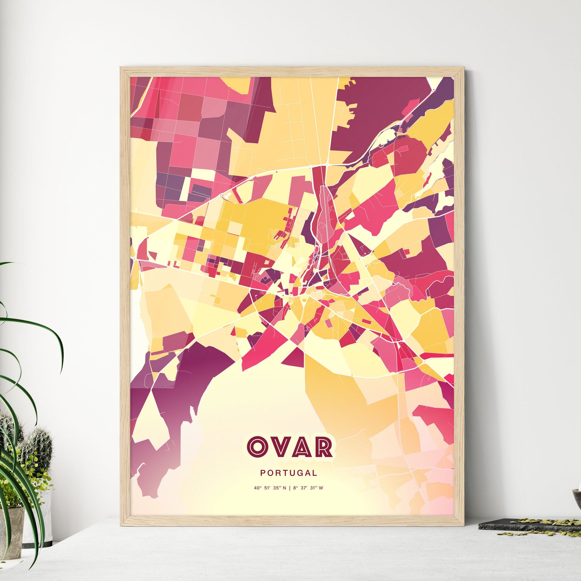 Colorful OVAR PORTUGAL Fine Art Map Hot Red