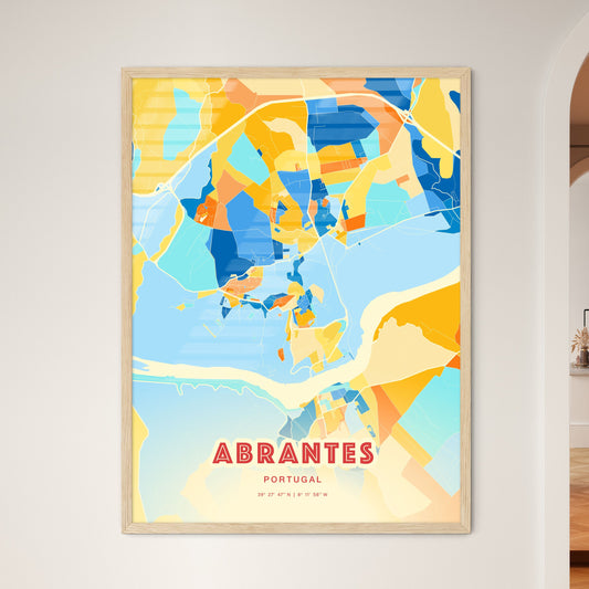 Colorful ABRANTES PORTUGAL Fine Art Map Blue Orange