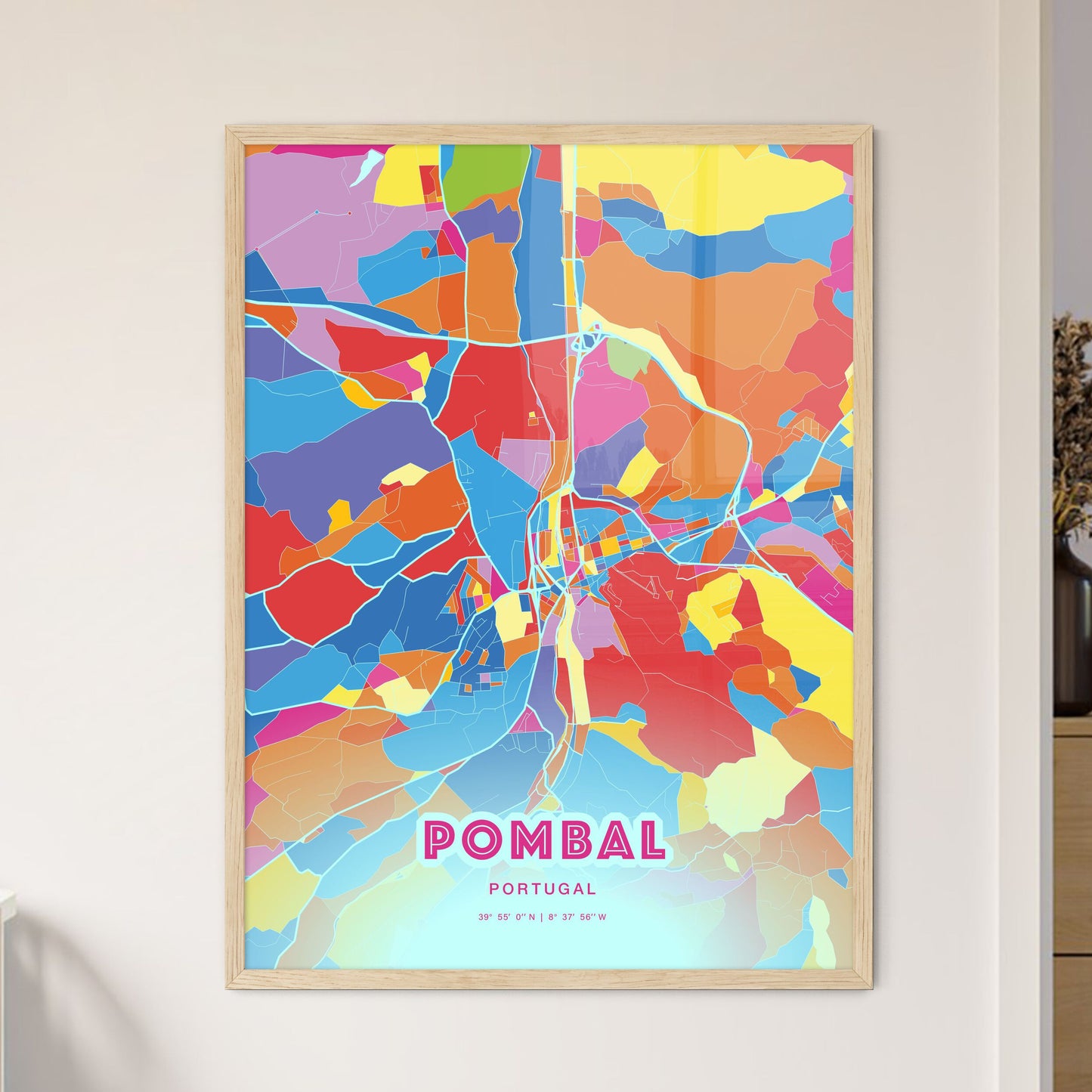 Colorful POMBAL PORTUGAL Fine Art Map Crazy Colors