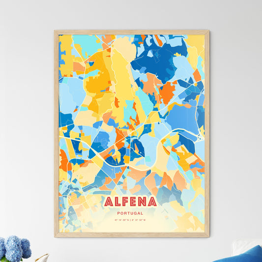 Colorful ALFENA PORTUGAL Fine Art Map Blue Orange