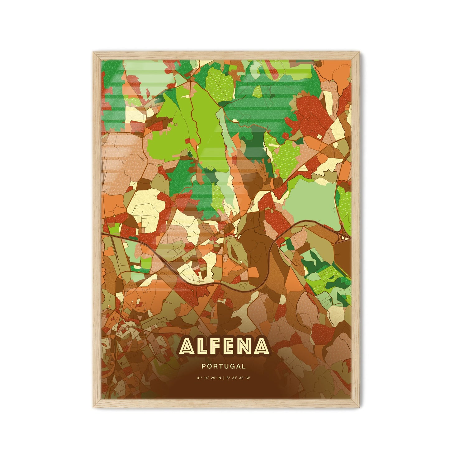 Colorful ALFENA PORTUGAL Fine Art Map Farmhouse