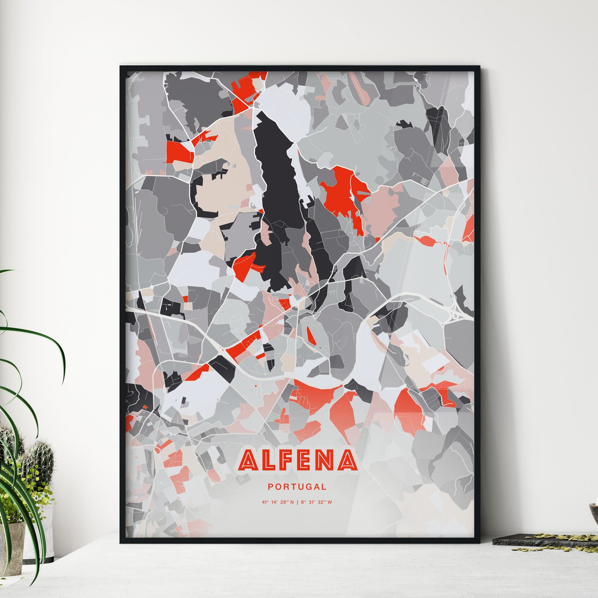 Colorful ALFENA PORTUGAL Fine Art Map Modern