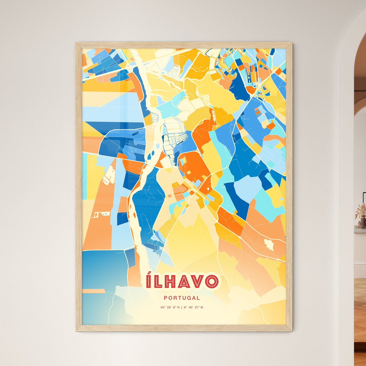 Colorful ÍLHAVO PORTUGAL Fine Art Map Blue Orange