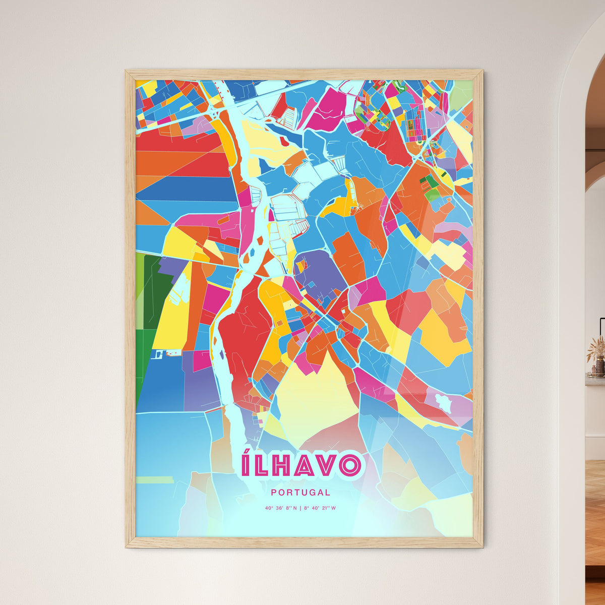 Colorful ÍLHAVO PORTUGAL Fine Art Map Crazy Colors