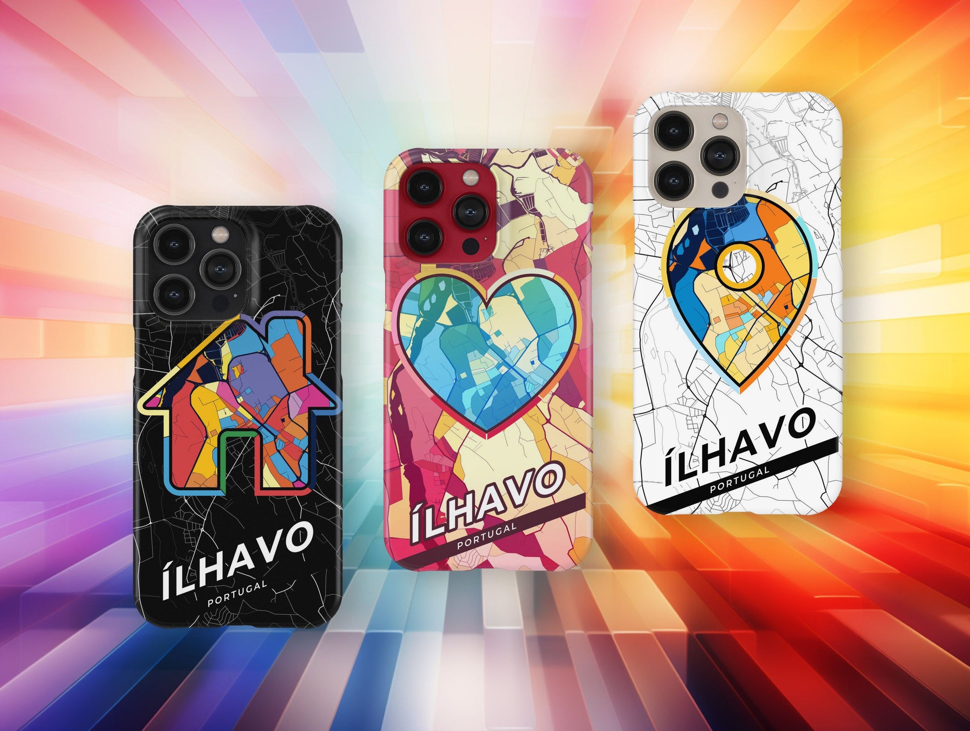 Ílhavo Portugal slim phone case with colorful icon. Birthday, wedding or housewarming gift. Couple match cases.