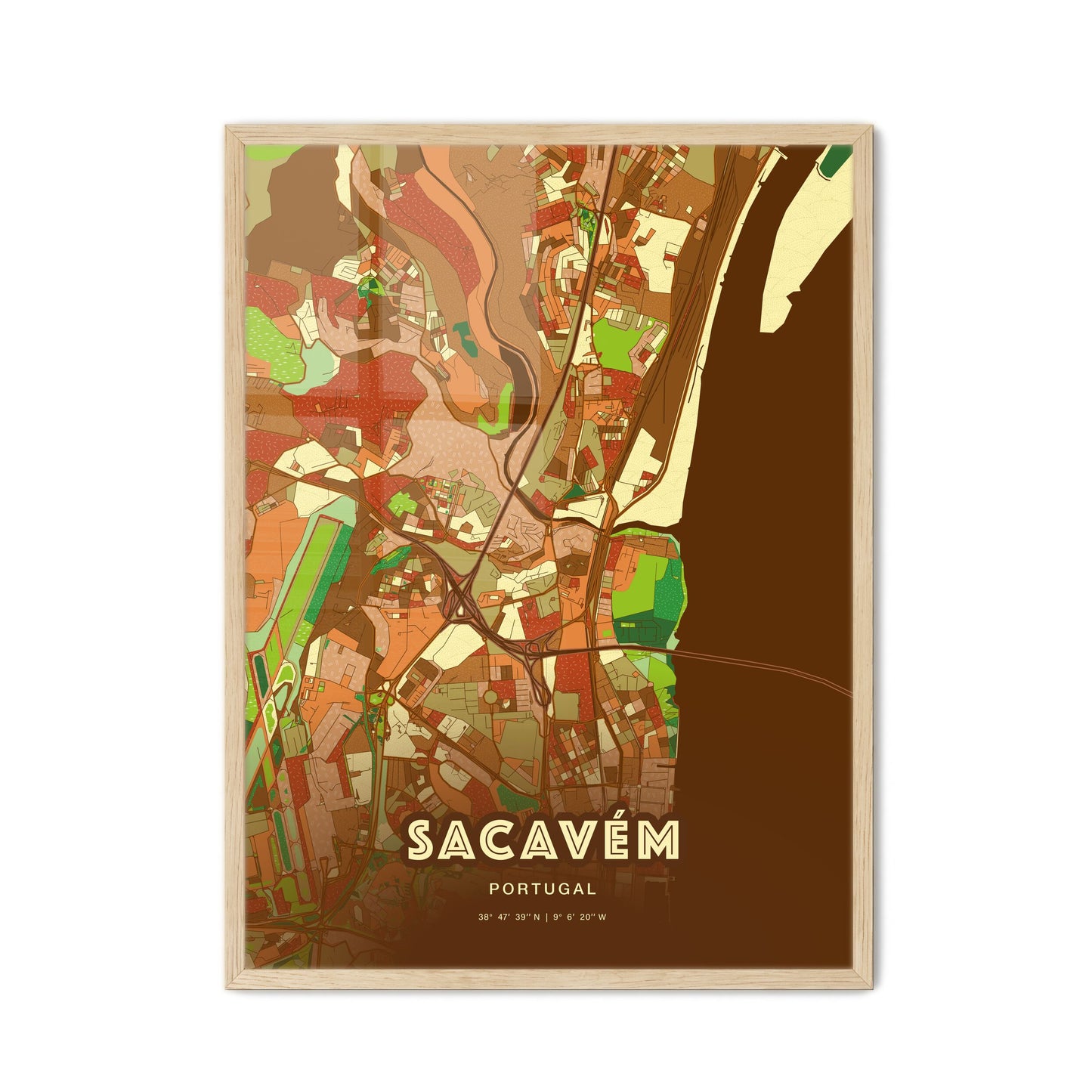 Colorful SACAVÉM PORTUGAL Fine Art Map Farmhouse