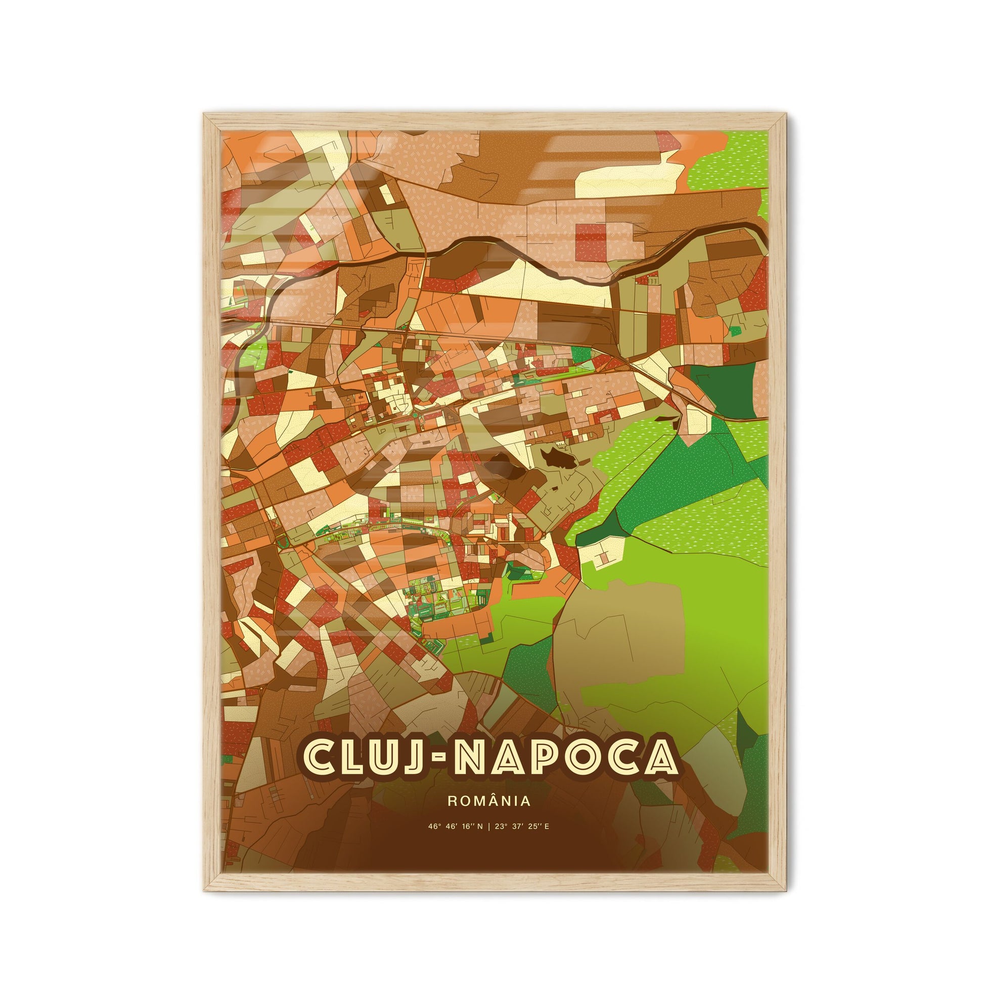 Colorful CLUJ-NAPOCA ROMANIA Fine Art Map Farmhouse