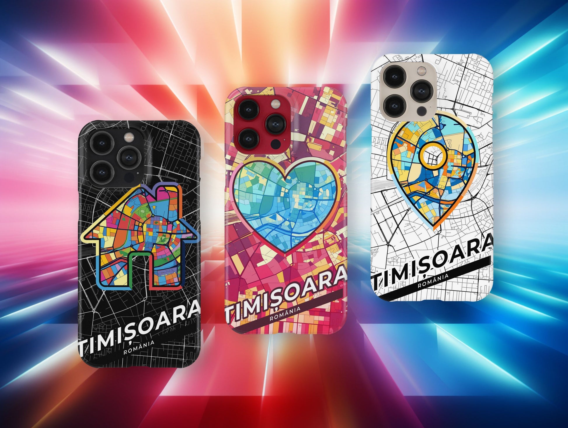 Timișoara Romania slim phone case with colorful icon